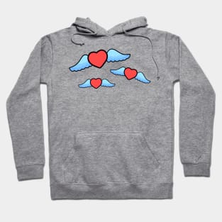 Valentines Day Flying Love Hearts With Wings Hoodie